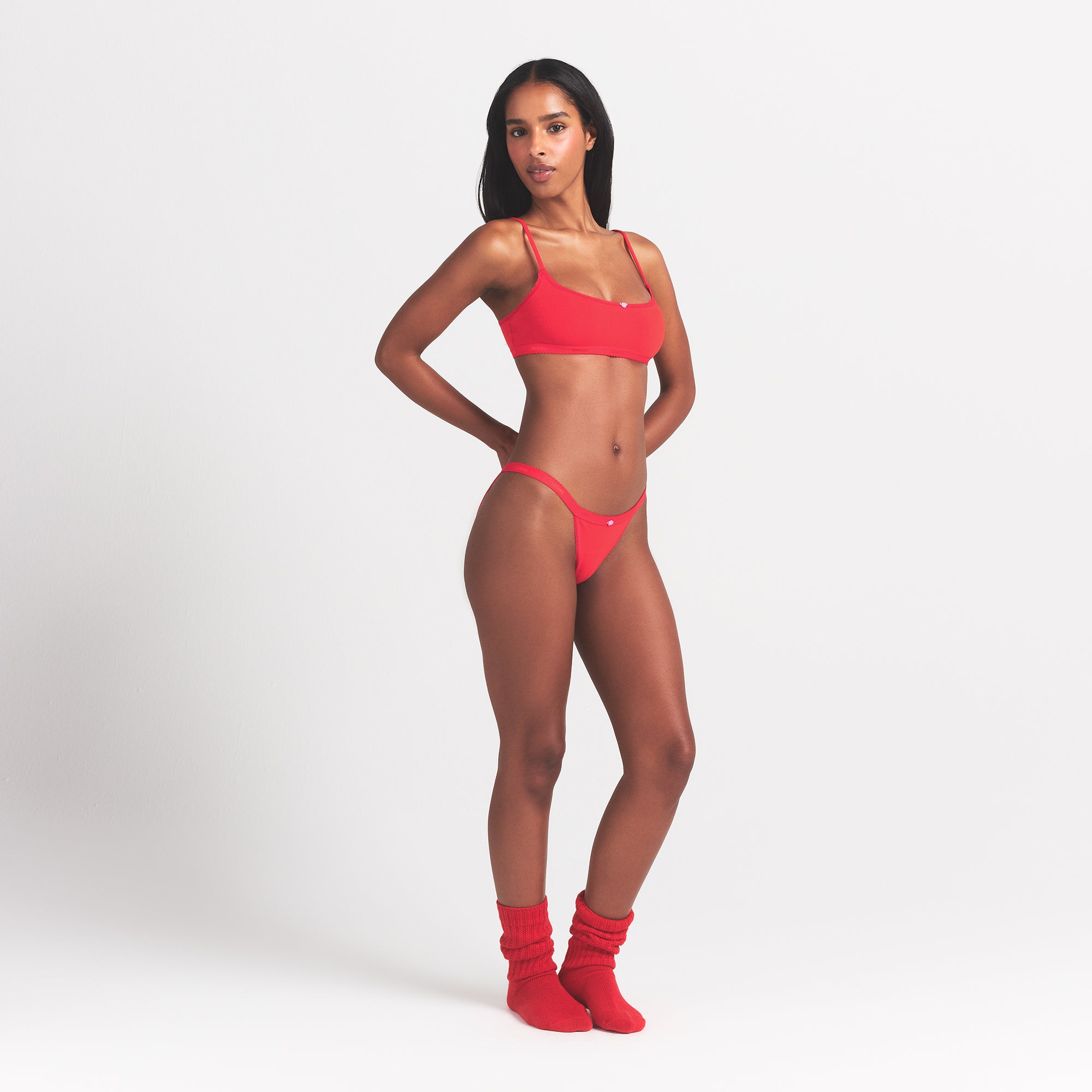 lightweight cotton logo picot string bikini lightweight cotton logo picot string bikini