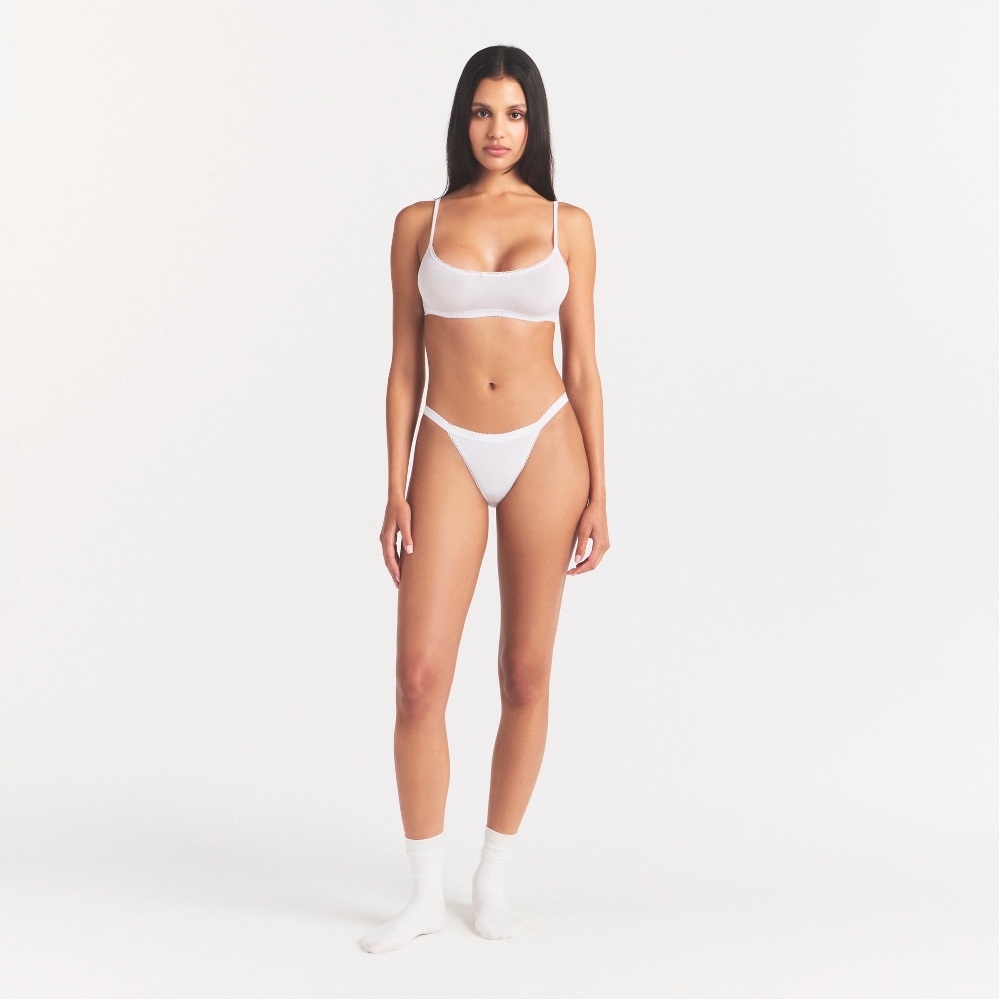 lightweight cotton logo picot string bikini lightweight cotton logo picot string bikini