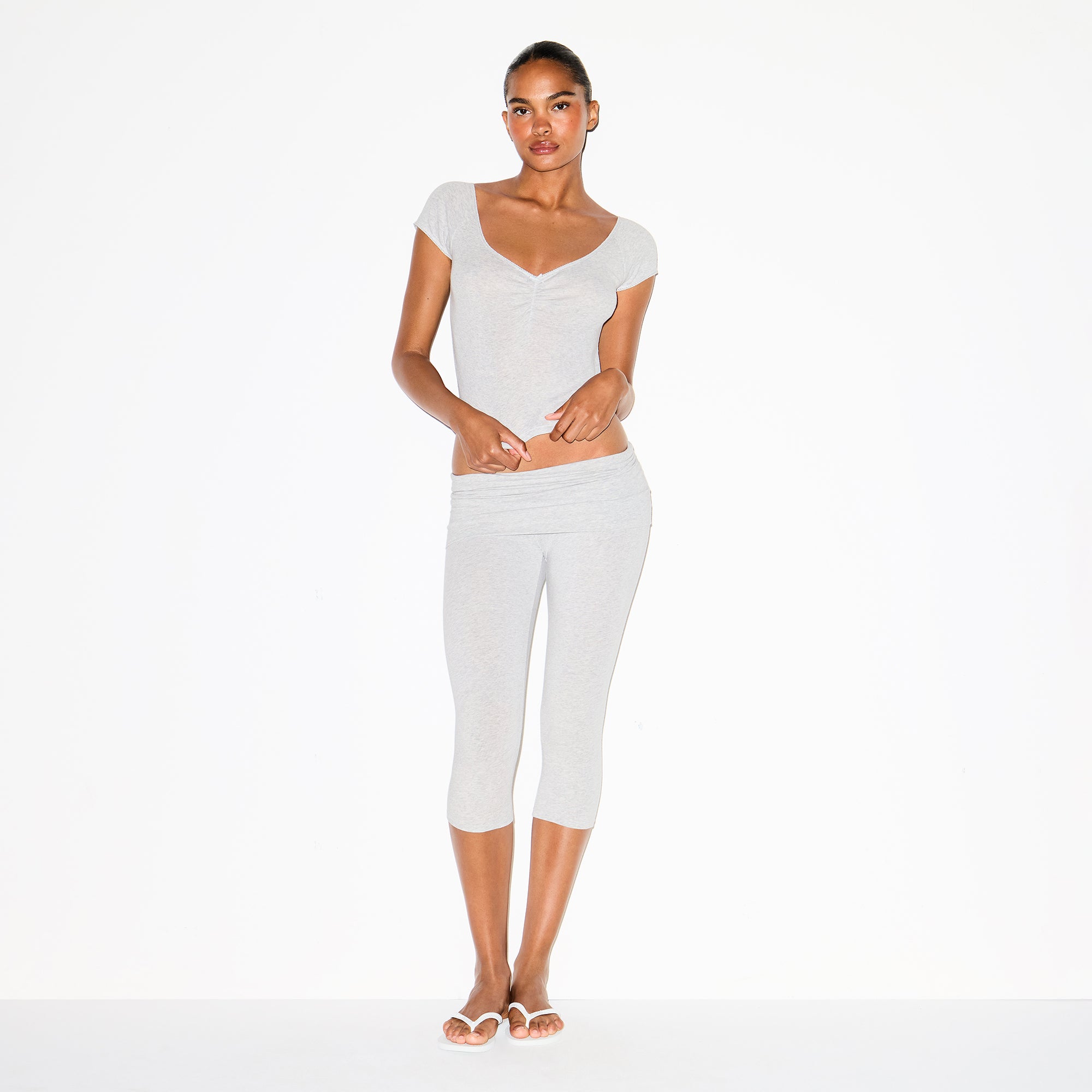 cotton jersey foldover capri cotton jersey foldover capri