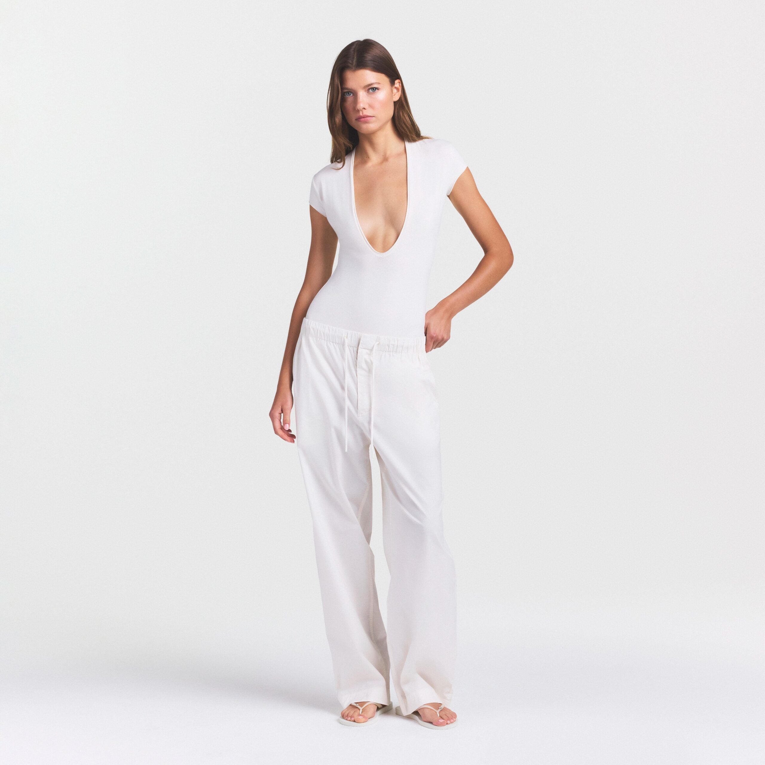 cotton jersey deep plunge bodysuit cotton jersey deep plunge bodysuit
