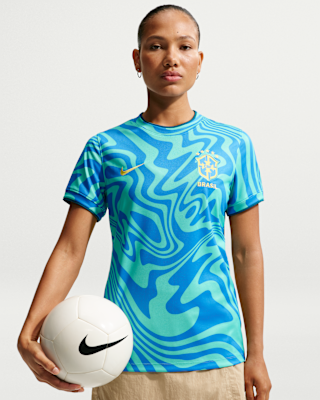 brazil Женская предматчевая футболка с короткими рукавами nike dri fit soccer brazil Женская предматчевая футболка с короткими рукавами nike dri fit soccer