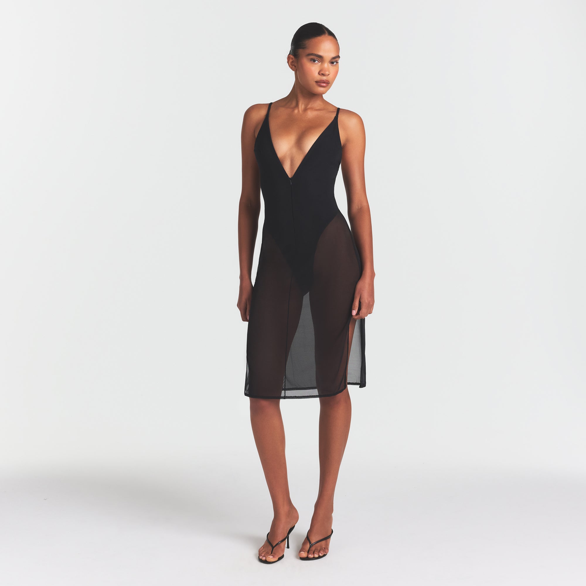 skims body mesh plunge midi dress skims body mesh plunge midi dress