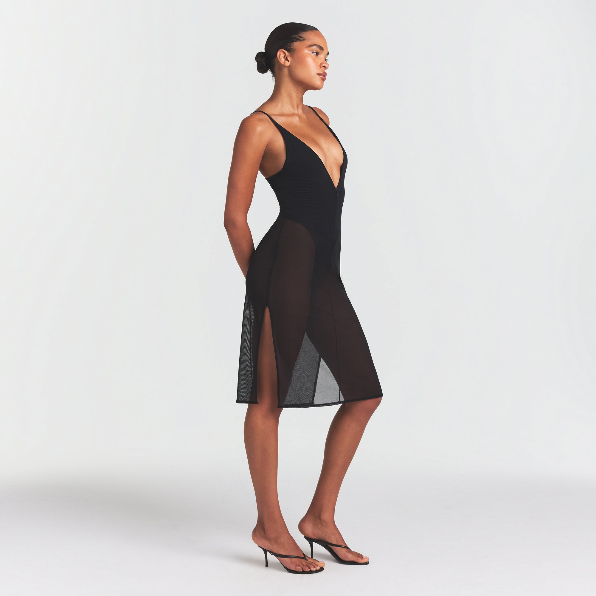 skims body mesh plunge midi dress skims body mesh plunge midi dress