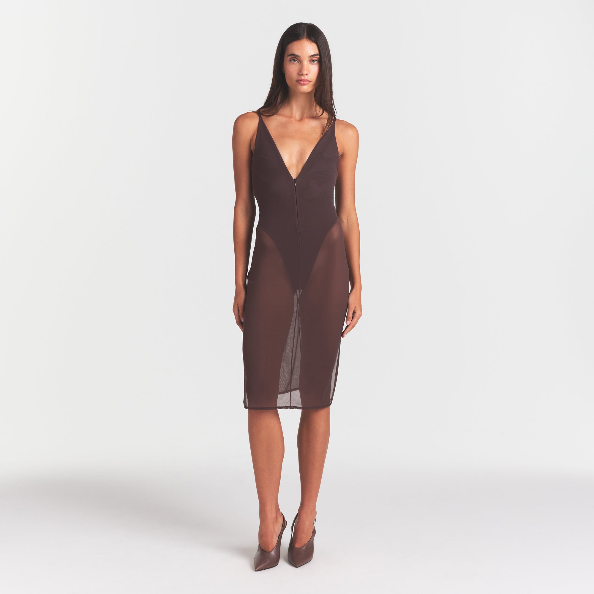 skims body mesh plunge midi dress skims body mesh plunge midi dress