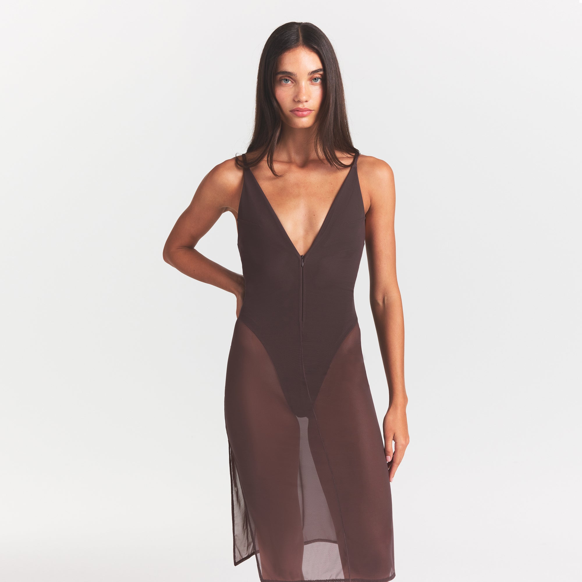 skims body mesh plunge midi dress skims body mesh plunge midi dress