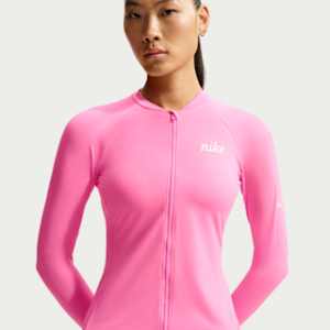 nike swim hydroguard Женская футболка dri fit uv на молнии с длинными рукавами