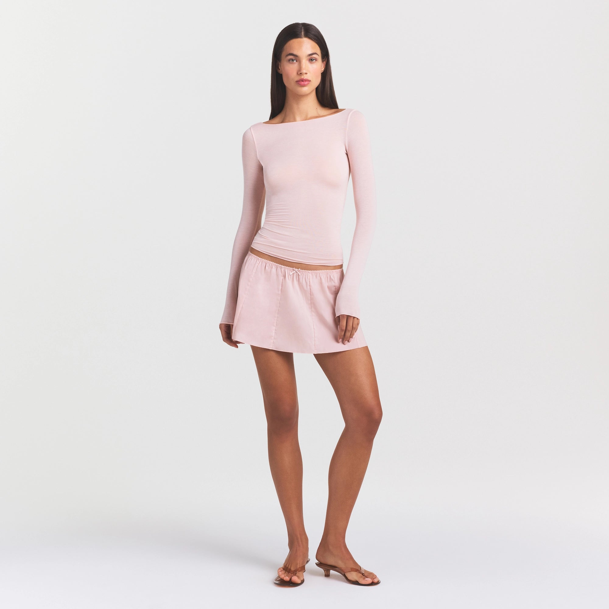 sheer modal long sleeve boatneck top sheer modal long sleeve boatneck top