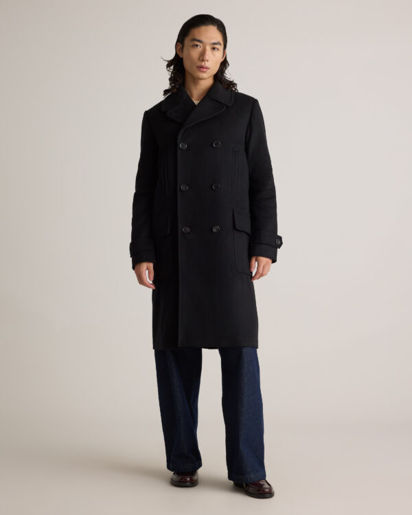 italian wool double breasted officer topcoat