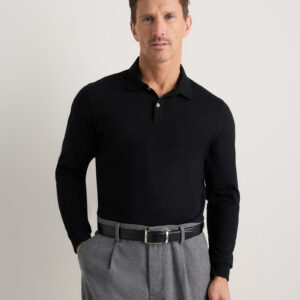 Поло из пике из органического хлопка с длинными рукавами