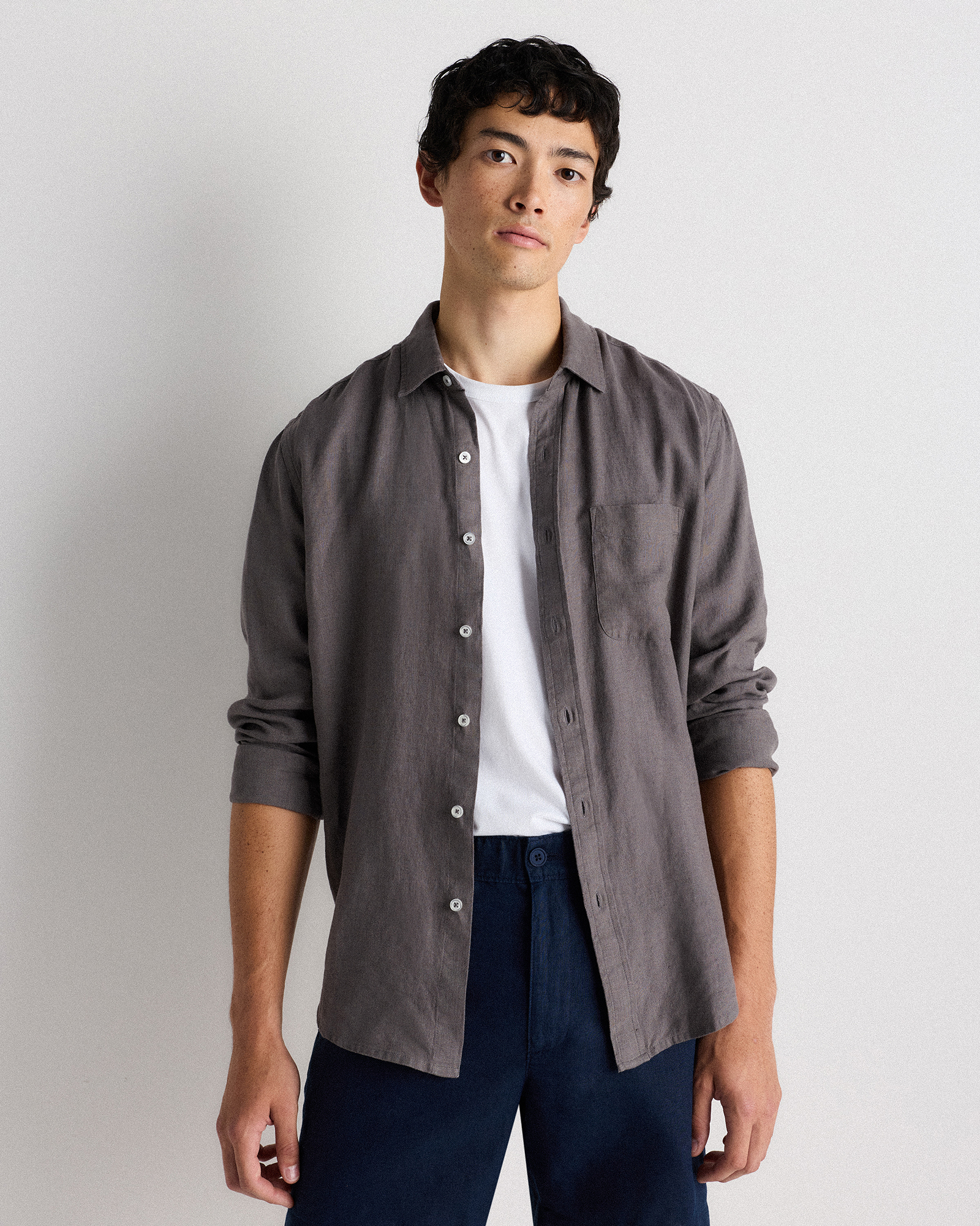 100% european linen relaxed long sleeve pocket shirt 100% european linen relaxed long sleeve pocket shirt