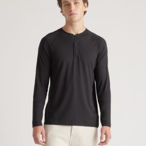 Хлопковая модальная футболка henley с длинными рукавами