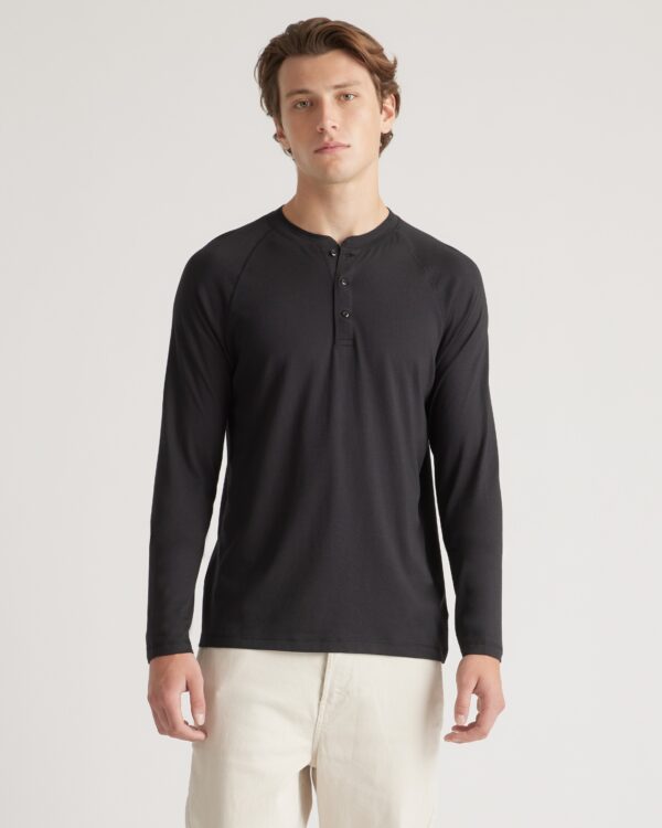 Хлопковая модальная футболка henley с длинными рукавами