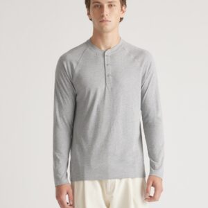Хлопковая модальная футболка henley с длинными рукавами