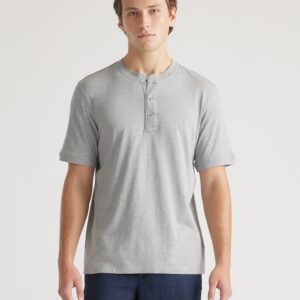 Хлопковая модальная футболка henley с короткими рукавами