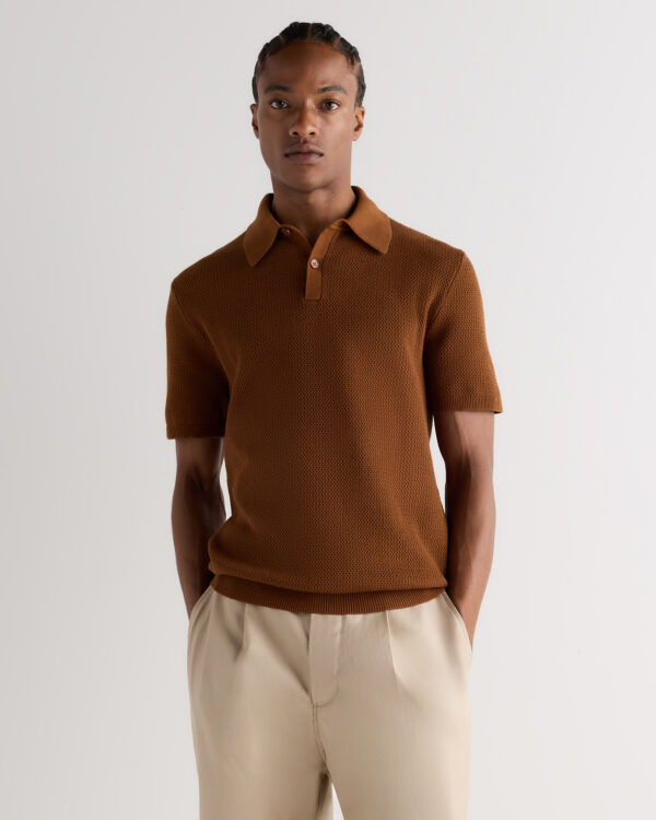 100% organic cotton textured sweater polo