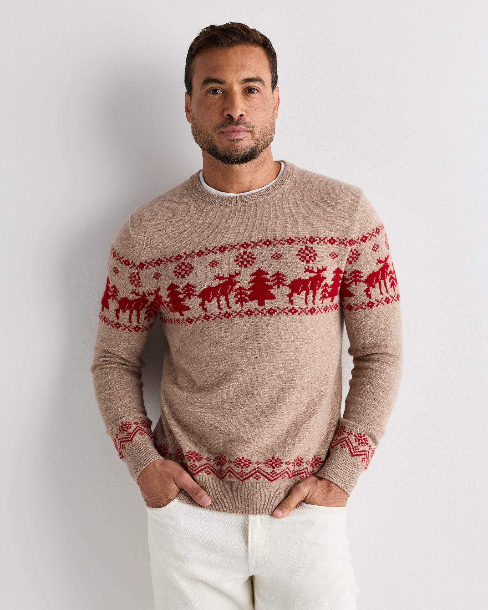 Рождественский свитер fair isle из монгольского кашемира Рождественский свитер fair isle из монгольского кашемира