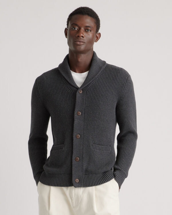 100% organic cotton shawl collar cardigan sweater
