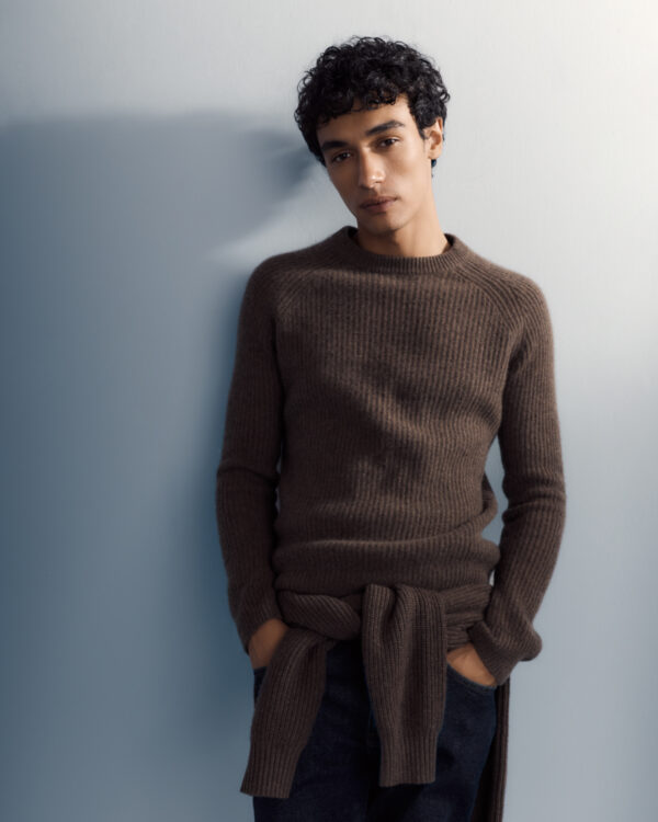 mongolian cashmere fisherman crewneck sweater