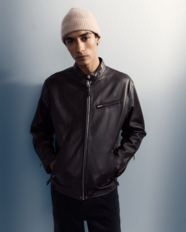 100% leather café racer jacket