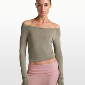 Витрина nikeskims stretch knit Женский топ с открытыми плечами и длинными рукавами