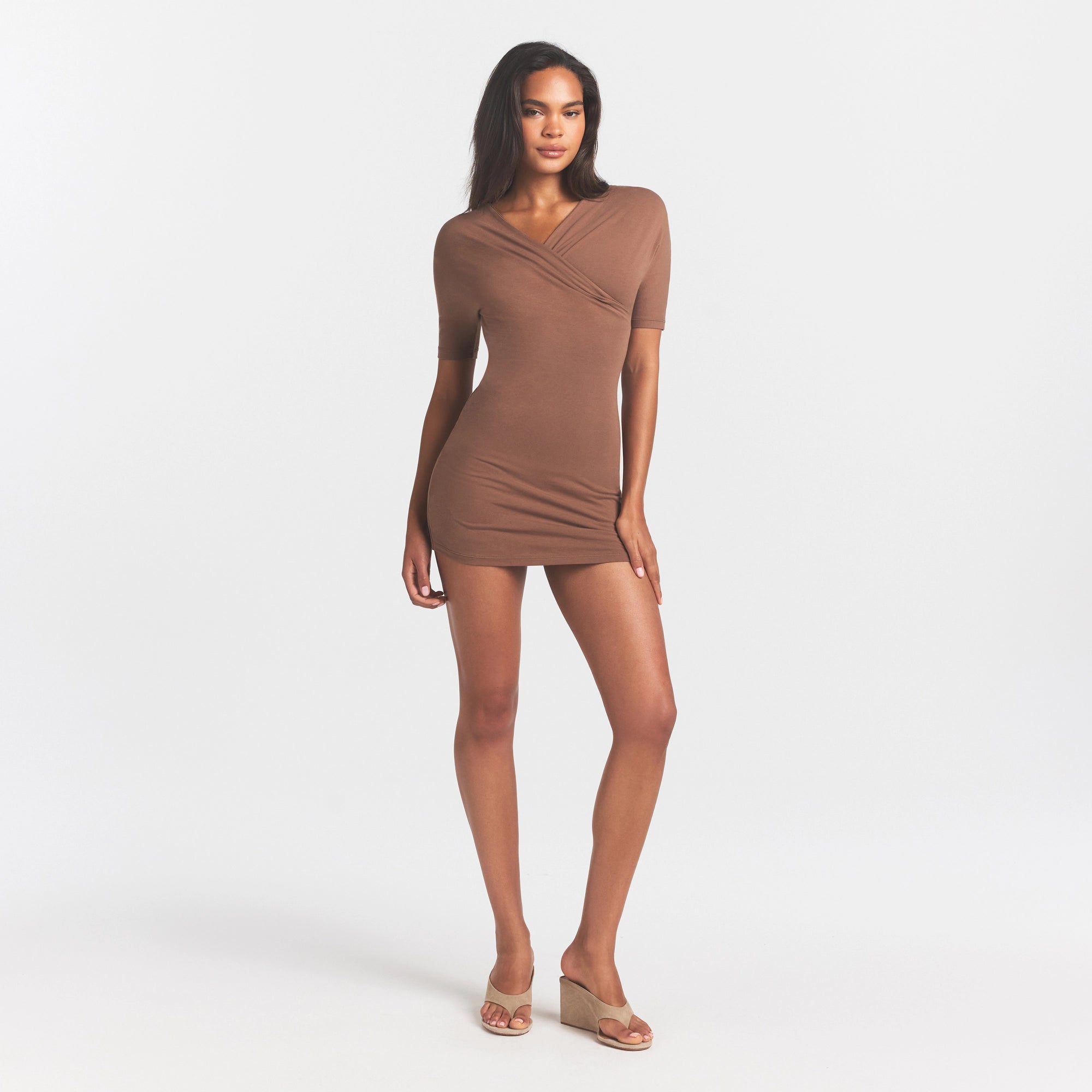 cotton jersey wrap mini dress cotton jersey wrap mini dress