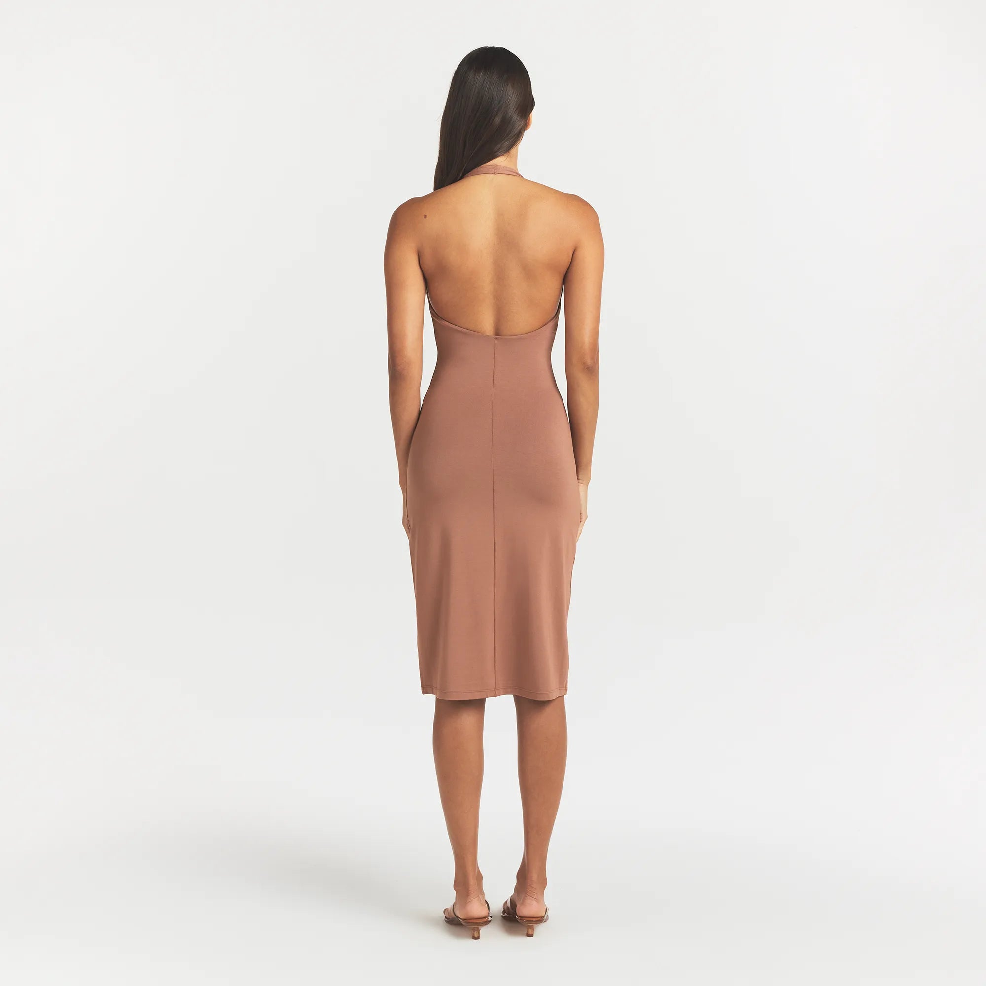 smooth layers plunge halter midi dress smooth layers plunge halter midi dress