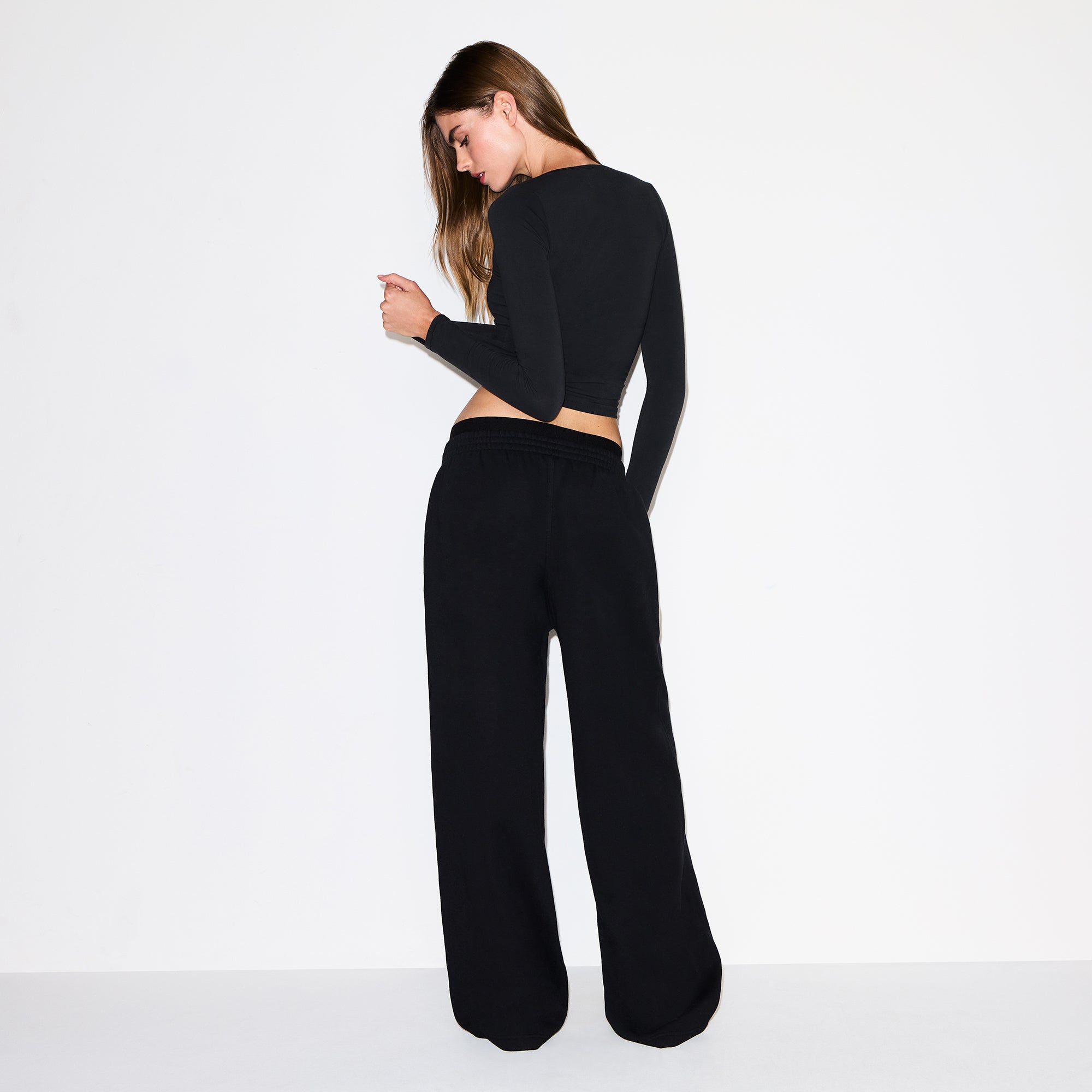 cotton fleece oversized double waistband pant cotton fleece oversized double waistband pant
