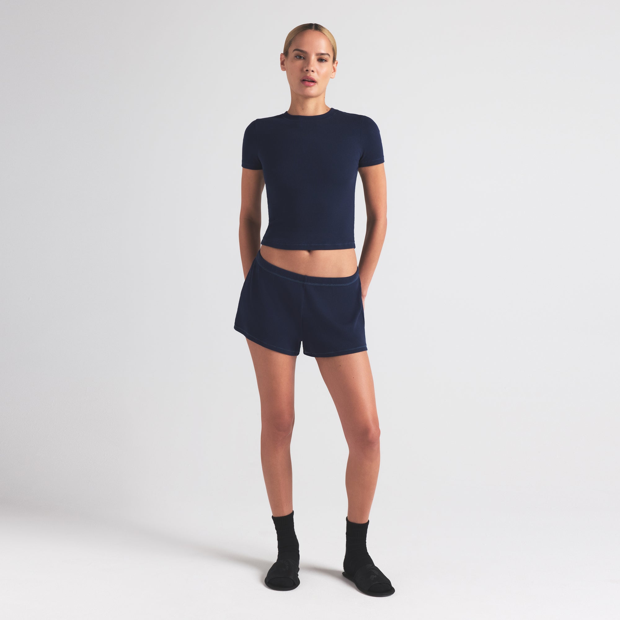 cotton rib loose short cotton rib loose short