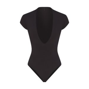 cotton jersey deep plunge bodysuit