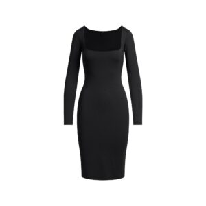 smooth layers square neck midi dress
