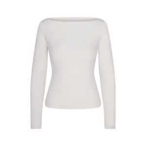 cotton jersey long sleeve boatneck top