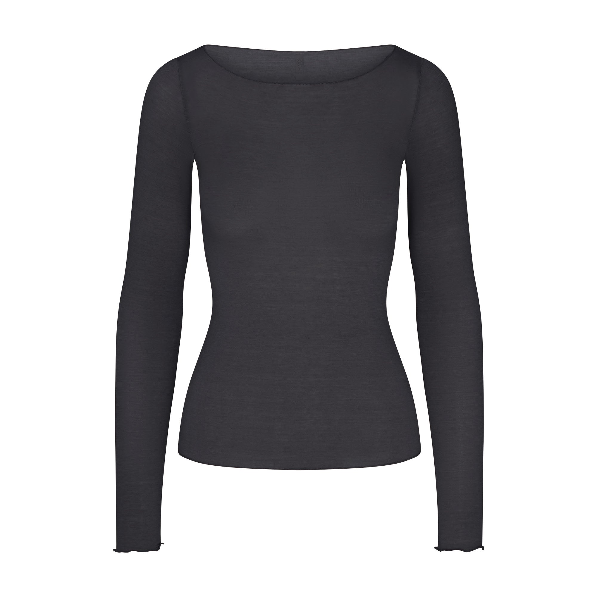 sheer modal long sleeve boatneck top sheer modal long sleeve boatneck top