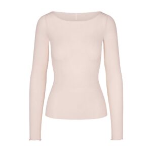 sheer modal long sleeve boatneck top