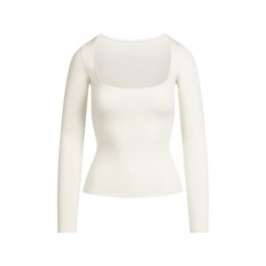 cotton jersey scoop neck long sleeve top
