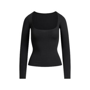 cotton jersey scoop neck long sleeve top