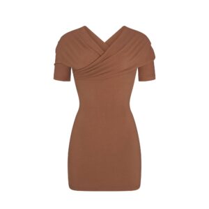 cotton jersey wrap mini dress
