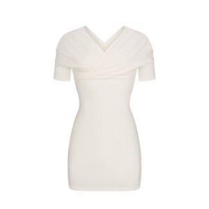 cotton jersey wrap mini dress
