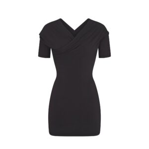 cotton jersey wrap mini dress