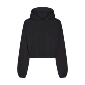 Home woven cotton cropped zip up jacket