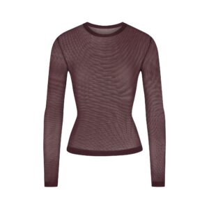 slinky knit crew neck long sleeve top