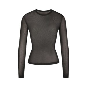 slinky knit crew neck long sleeve top