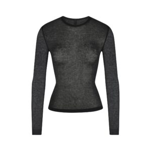 sheer rib long sleeve top