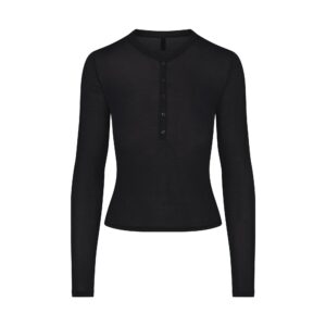sheer modal crewneck henley