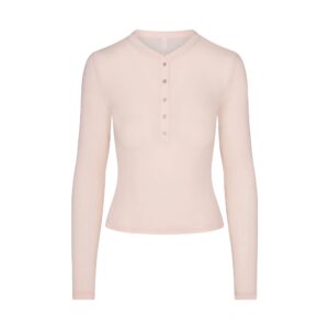 sheer modal crewneck henley