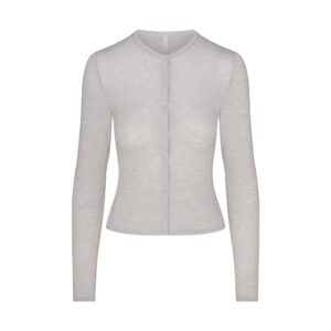 sheer modal cardigan with covered buttons