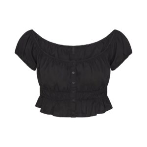 Home poplin apparel off the shoulder top
