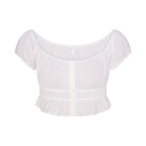 Home poplin apparel off the shoulder top