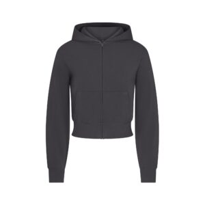 cotton jersey zip up hoodie