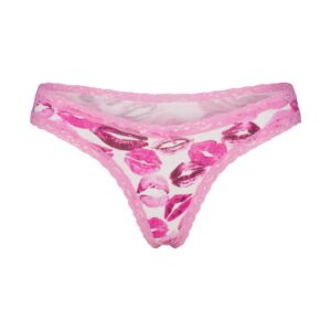 Home lightweight cotton lace thong