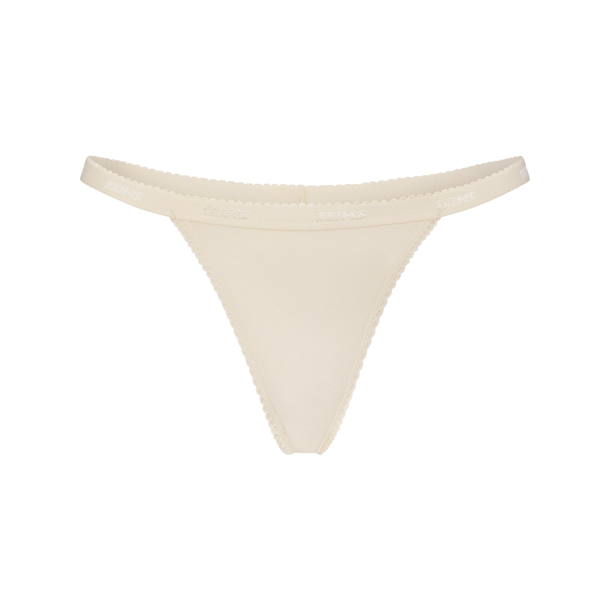 lightweight cotton logo picot thong lightweight cotton logo picot thong